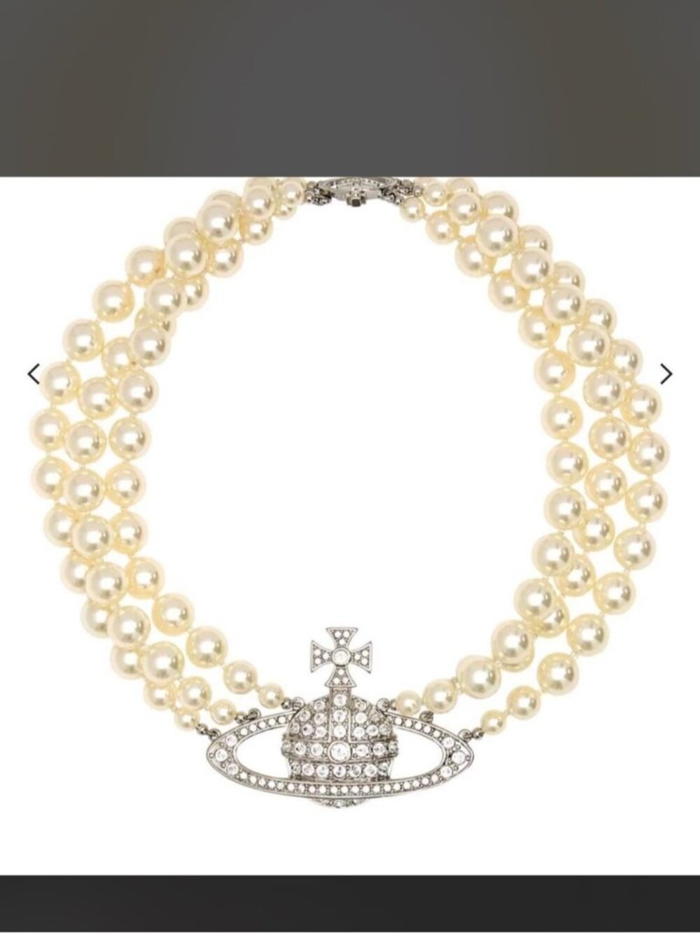 Vivienne Westwood Pearl Triple-Strand Necklace with Crystal Orb Pendant